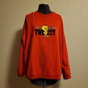 Classic Looney Tunes Collection Red Tweety Crewneck Sweatshirt Size Large
